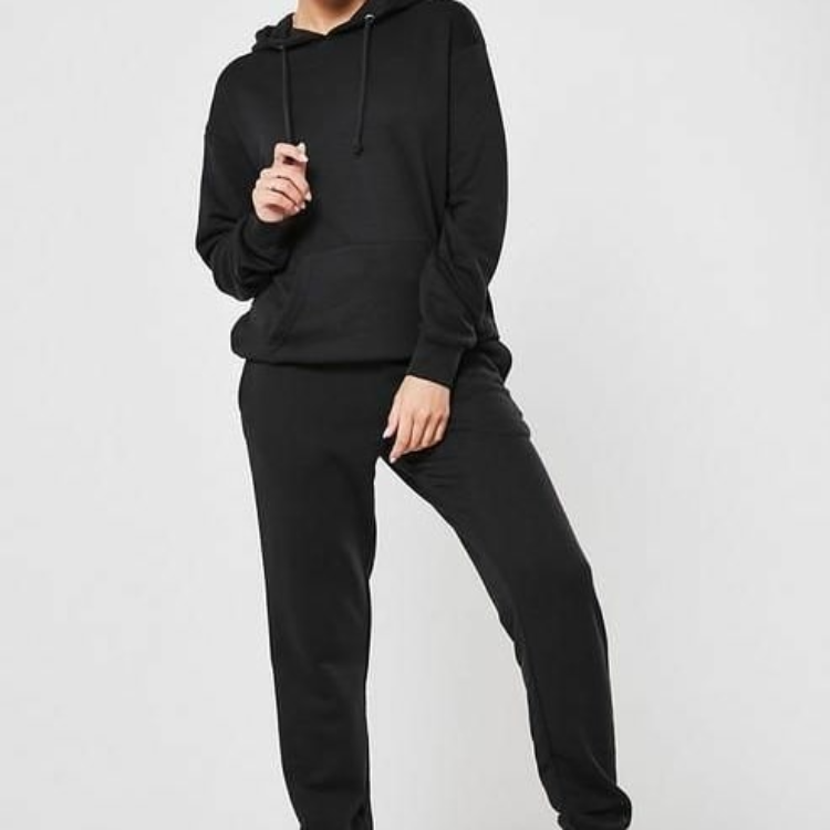 Plain Black Hoodie & Sweatpants set (unisex)