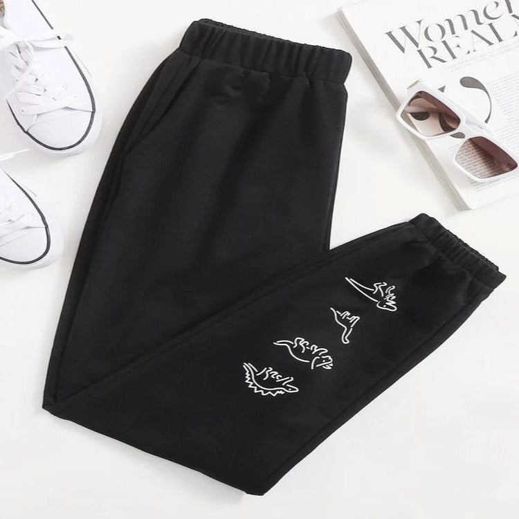 Beautiful Animal Printed Black Sweatpants 2021