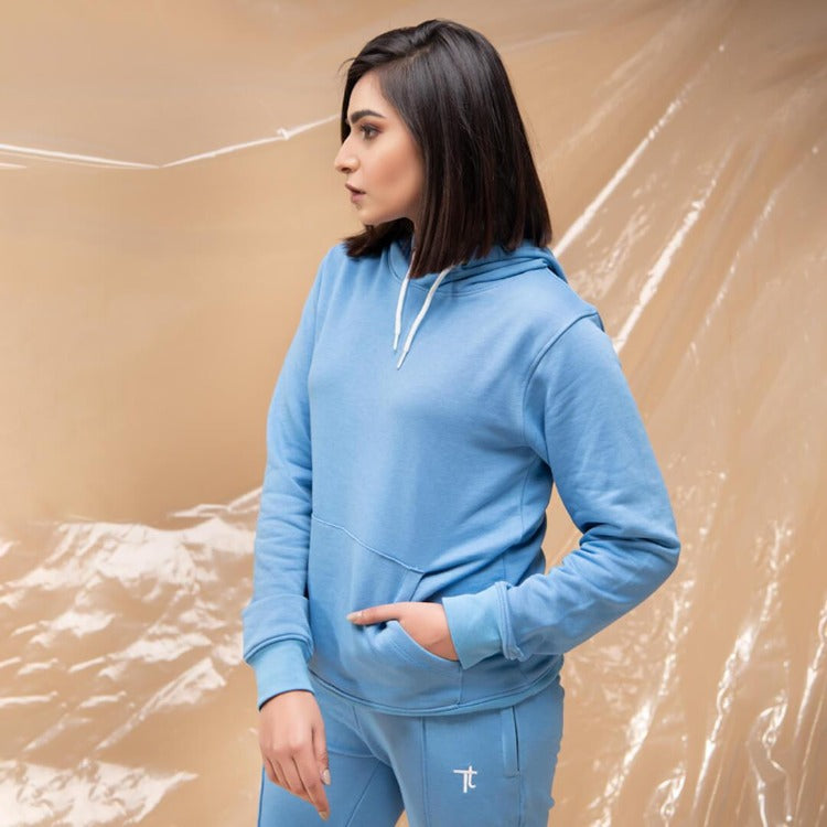 Plain Light Navy Blue Hoodie