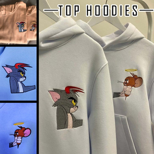 Tom & Jerry Couple Hoodie Sky Blue