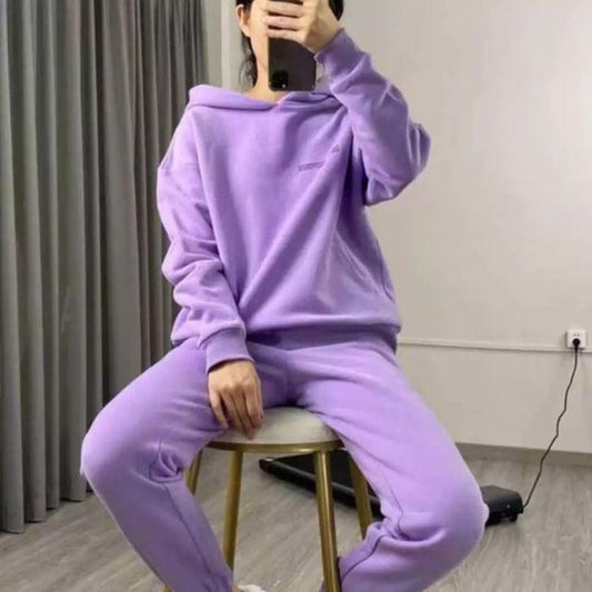 Purple with Text Hoodie & Sweatpants Set (unisex) Top Hoodies